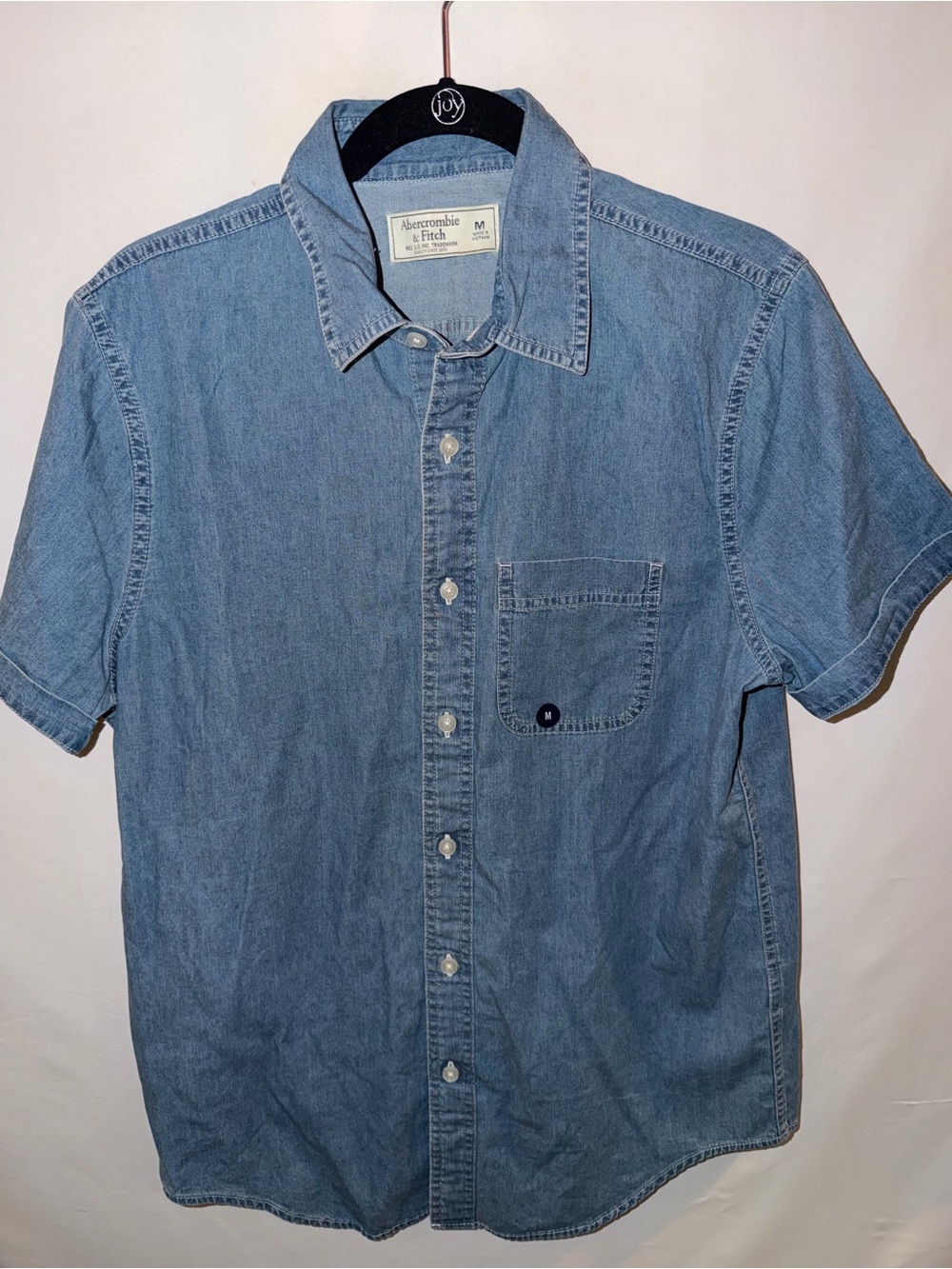 Abercrombie & Fitch Light Blue Denim Short Sleeve Button-Up